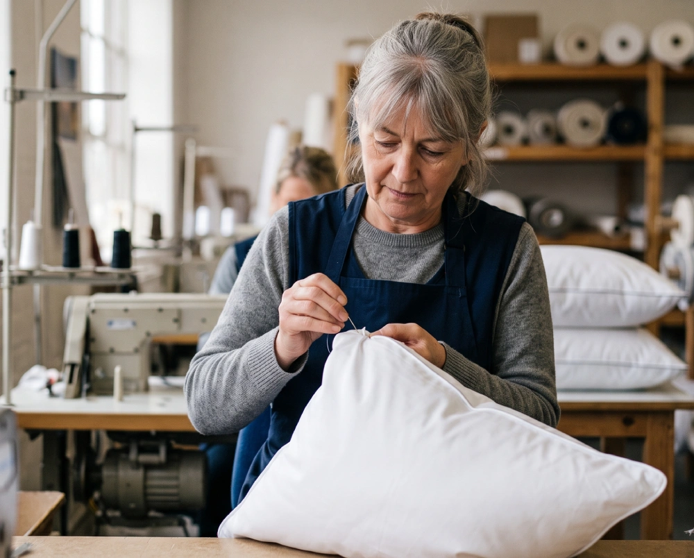 Senior woman sewing in workshop